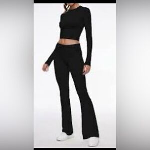 High-Waist Black Flare Pants for Women